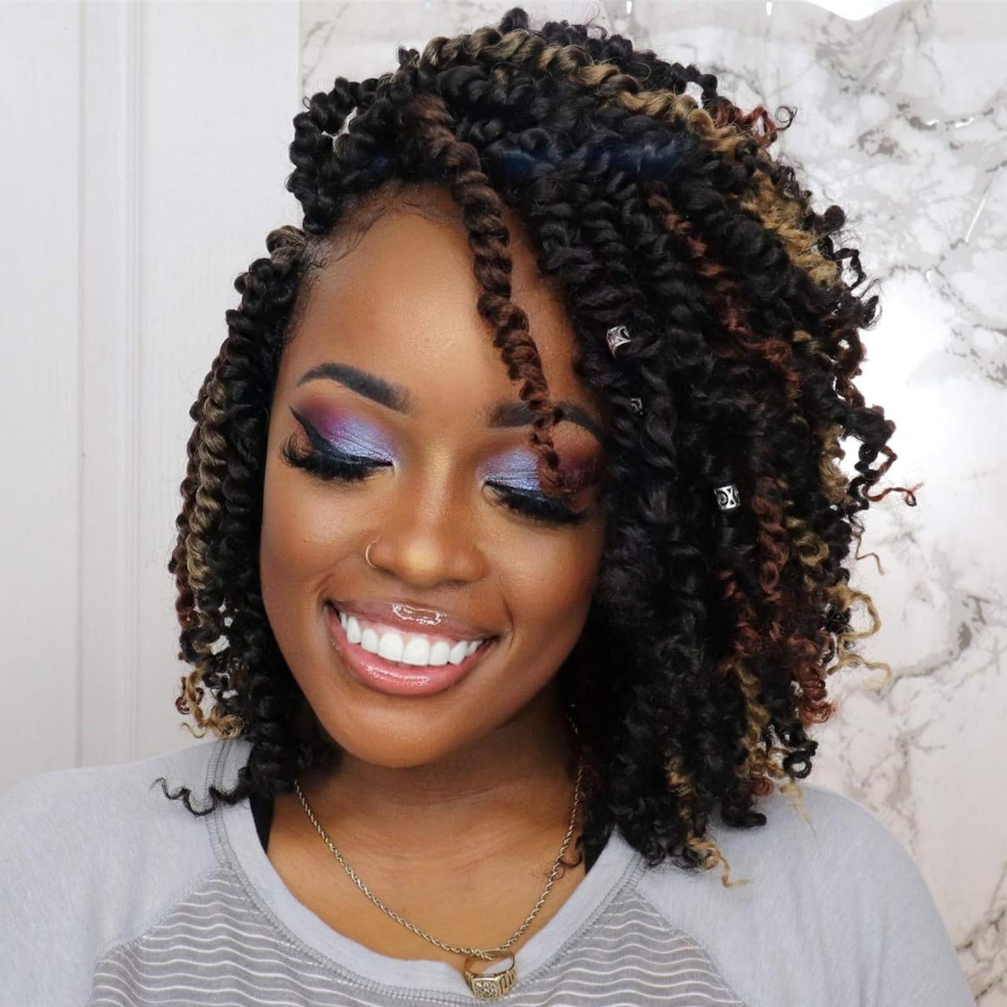 ToyoTress Tiana Passion Twist Hair - 12 Inch Combo Packs(1B-6P+T27-1P-T30-1P) Passion Twist Crochet Hair, Pre-Looped Pre-Twisted