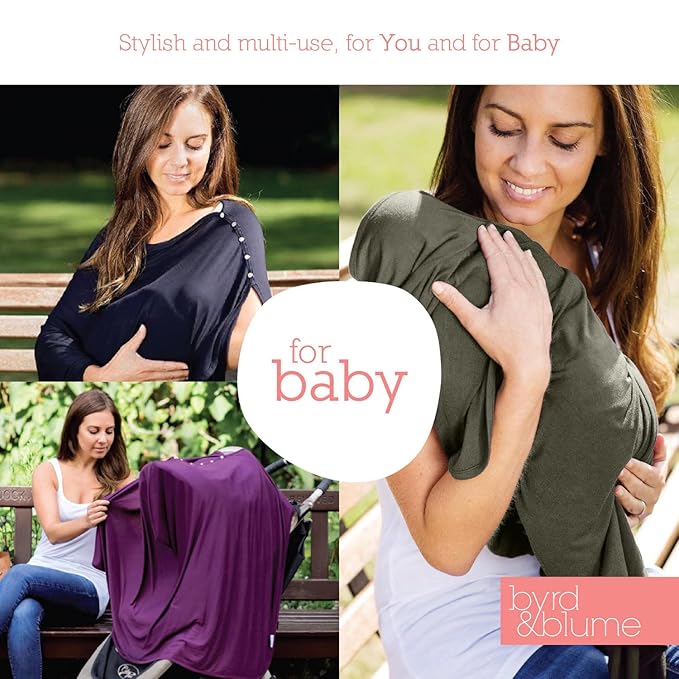 Byrd & Blume Maternity Nursing Cover Breathable Lightweight Breastfeeding Cover Wrap Shawl Scarf Poncho Full 360 (Olive, One size)