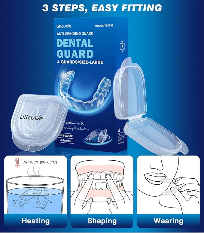 Mouth Guard for Grinding Teeth at Night,Teeth Grinding Mouth Guard for Sleep,Reusable Guard for Sleeping,4 Pack/Large Size,Transparent