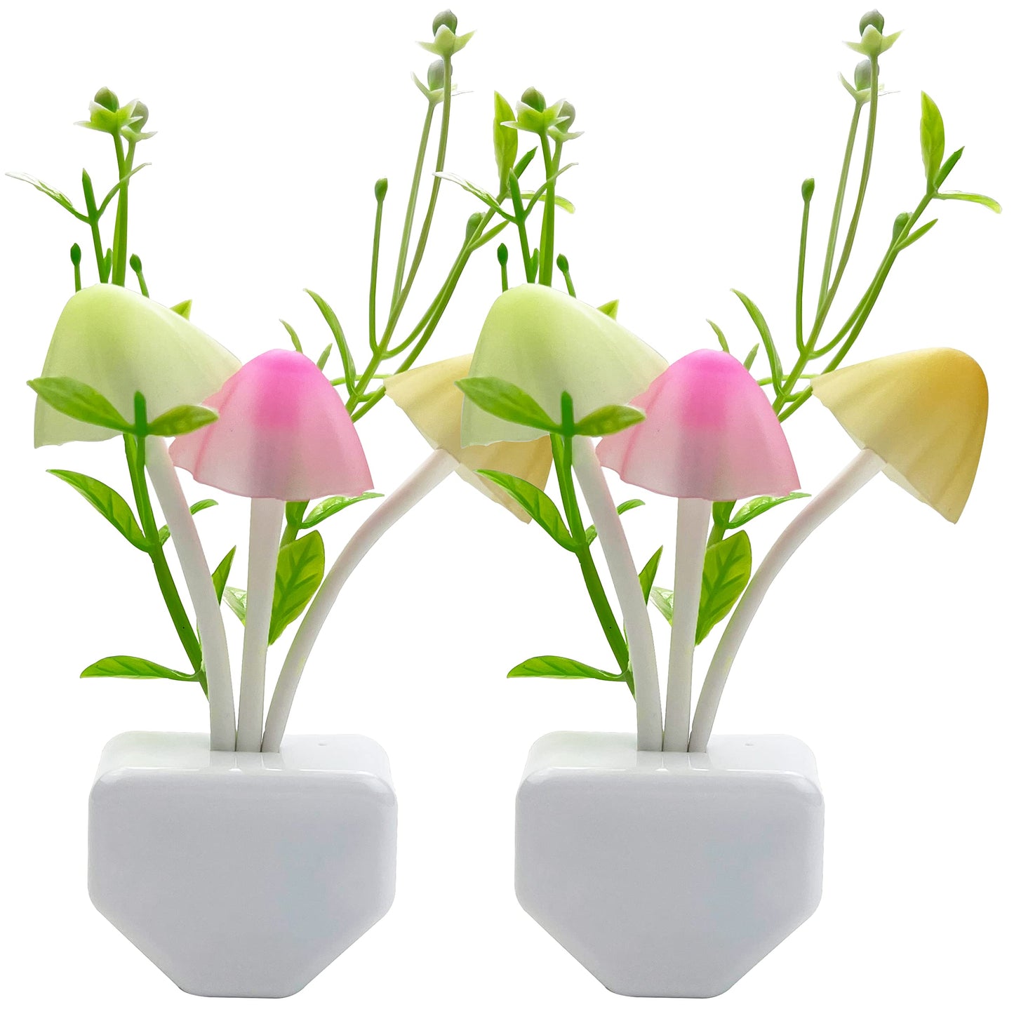Zezhou Smart Sensor Led Night Lights 2 Pack  7 Color Changing W/Dusk To Dawn Sensor Auto On/Off Mushroom Dream Bed Nightlight  0.6W Plug-In Wall Lamp  Gift Ideal For Nursery Baby Kids Children mature-themeds