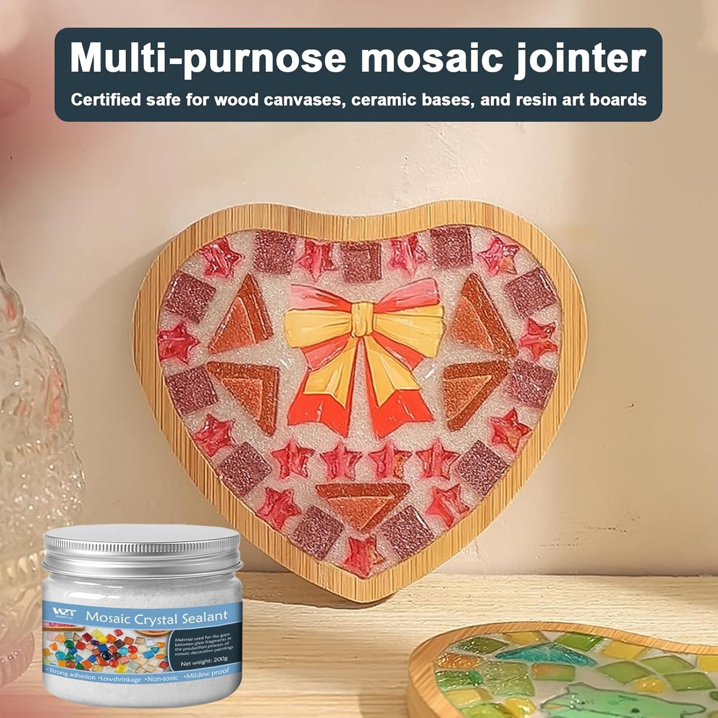 Professional Mosaic Grout for Crafts White - Quick-Dry Crystal Tile Grout with Contrast Color Technology, DIY Art Supplies for Mosaic Glass Decor, Handmade Gifts & Home Improvement Projects