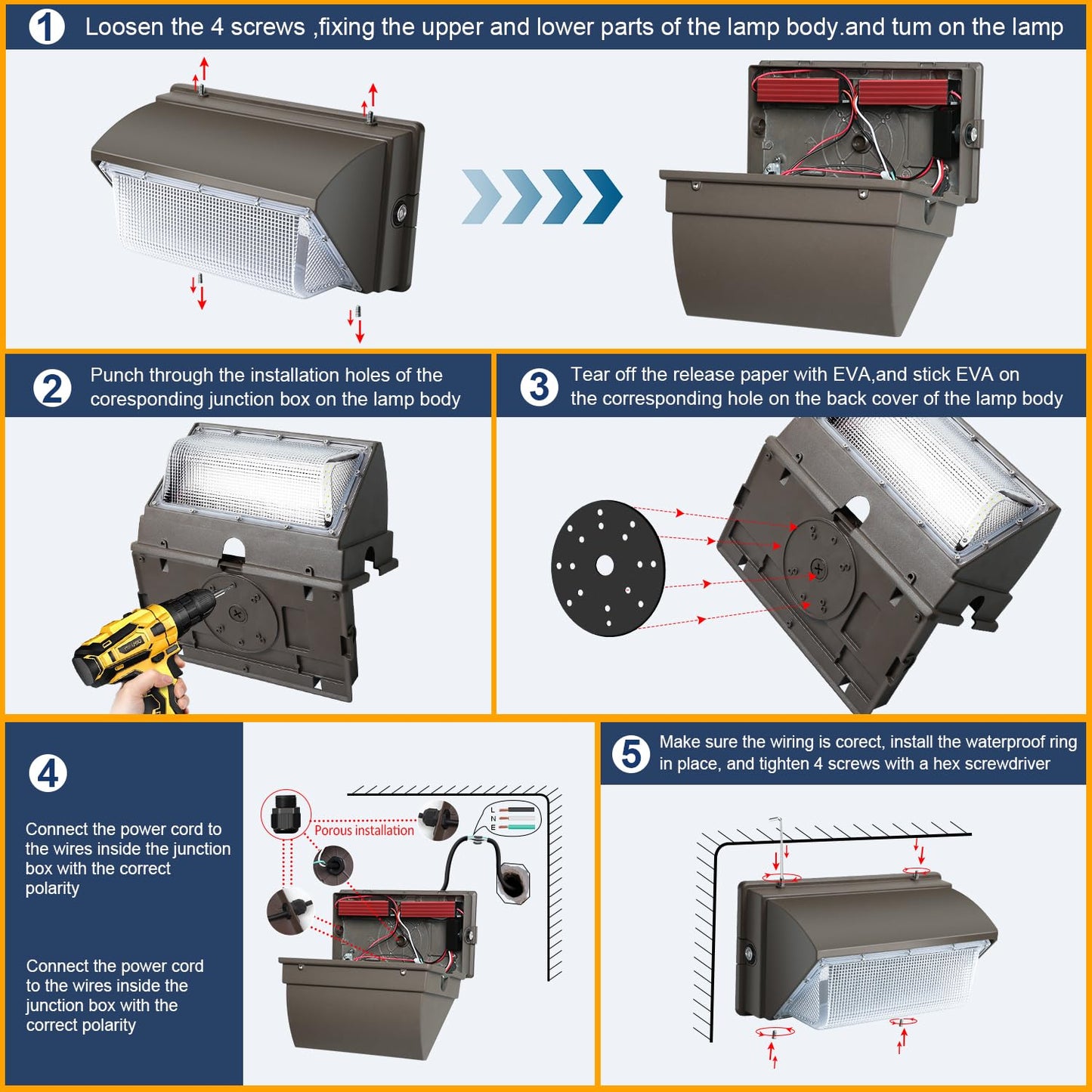 Biritalo Led Wall Pack Light 18000Lm Dusk To Dawn Led Outdoor Flood Security Lights 120W 5000K 100V-277V Commercial And Industrial Building Wall Mount Exterior Lighting For Yard Barn Garage
