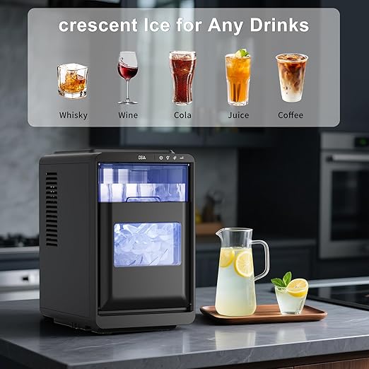 Northair Crescent ice Cube Machine 35Lbs/24H, 16Pcs in 12Mins ，Timer Portable Ice Maker for Home/Office/bar/Party(1, Black, 2.2L)