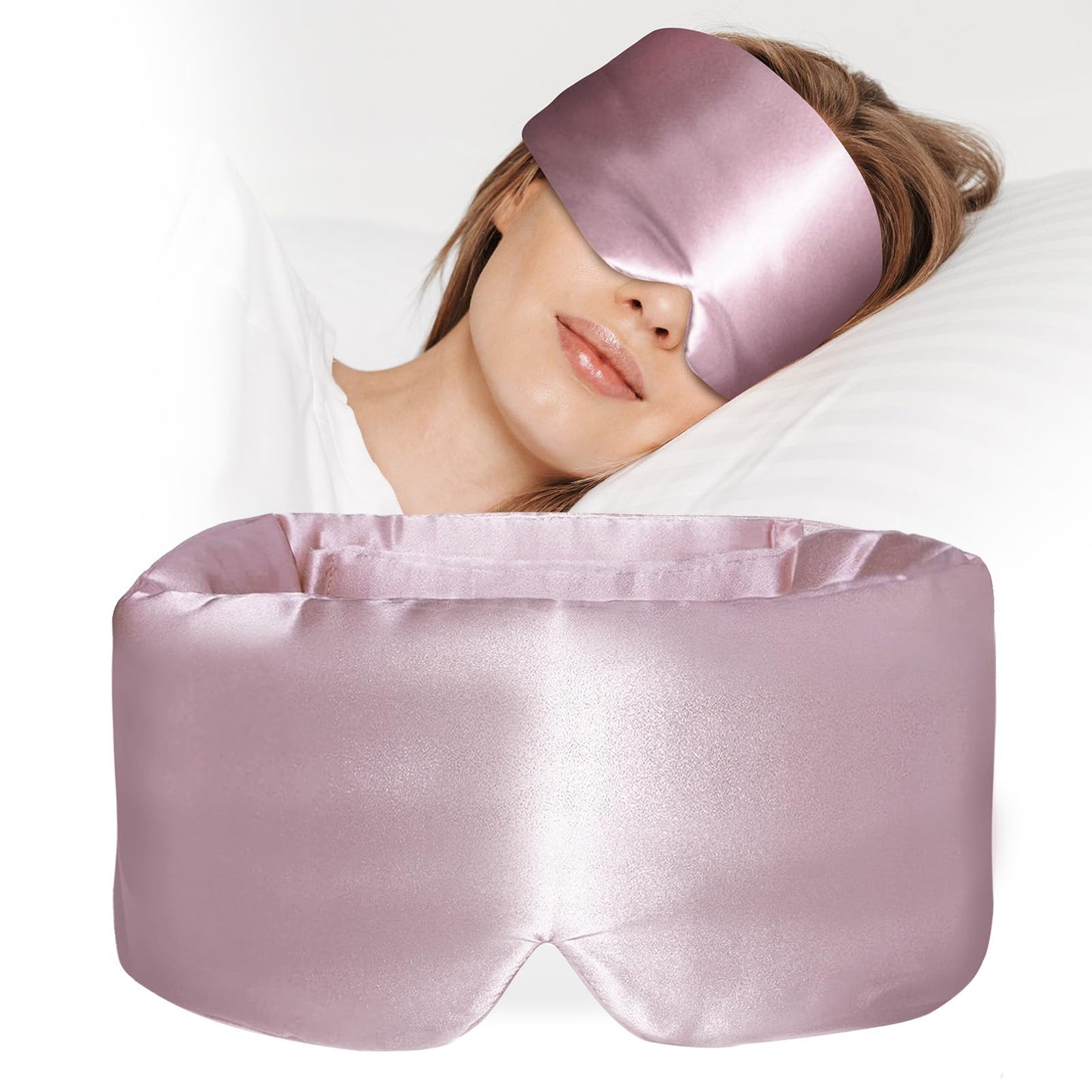 ATreebay 100% Mulberry Silk Sleep Mask, Large Eye Cover for Sleeping, Comfortable and Pressure-Free Sleeping Masks for Women Men, Completely Blackout (Light Plum)