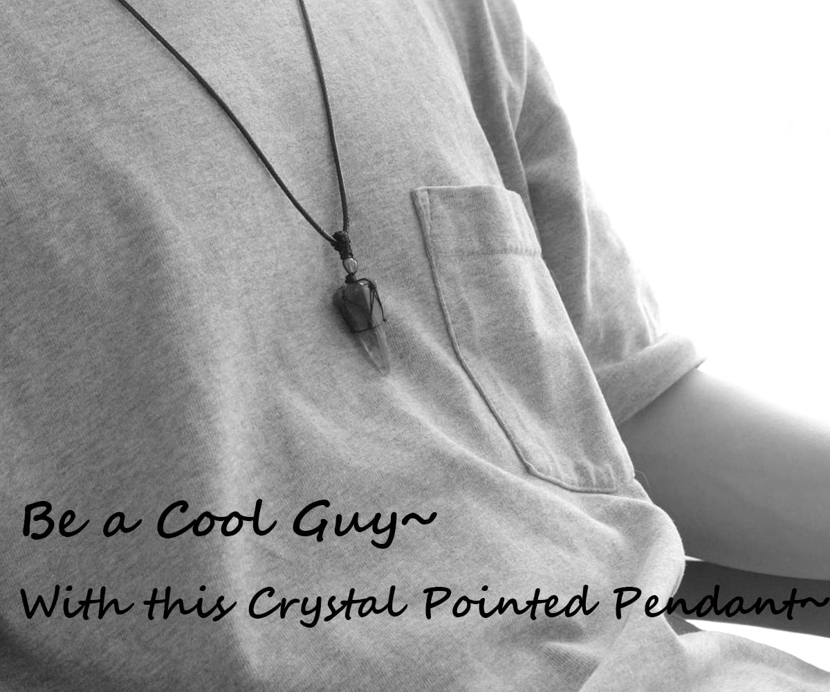 XIANNVXI Black Obsidian Necklace for Men Women Healing Crystal Stone Pointed Adjustable Black Rope Natural Gemstone Pendant Neck