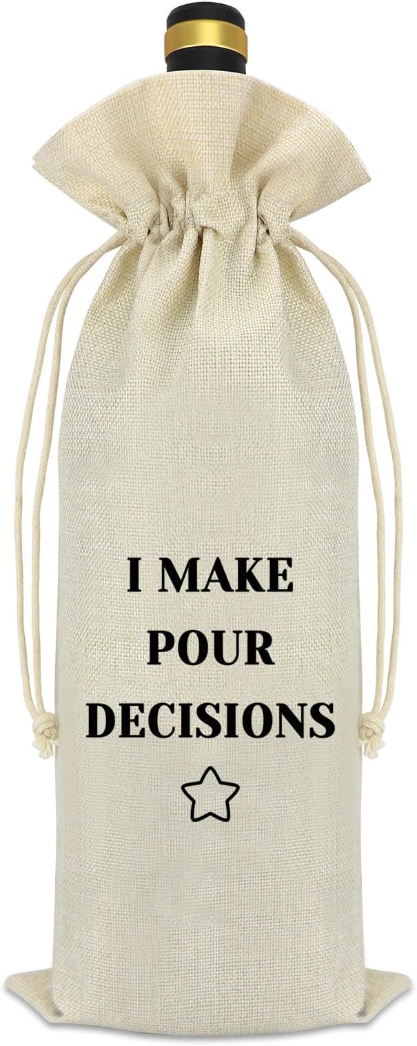 Funny Burlap Wine Bags Wine Themed Birthday Gifts For Women Men Friends Reusable Wine Gift Bags with Drawstrings Gift for Wedding Housewarming 21st 25th 30th 40th Birthday Party Gift Wine Bottle Bag