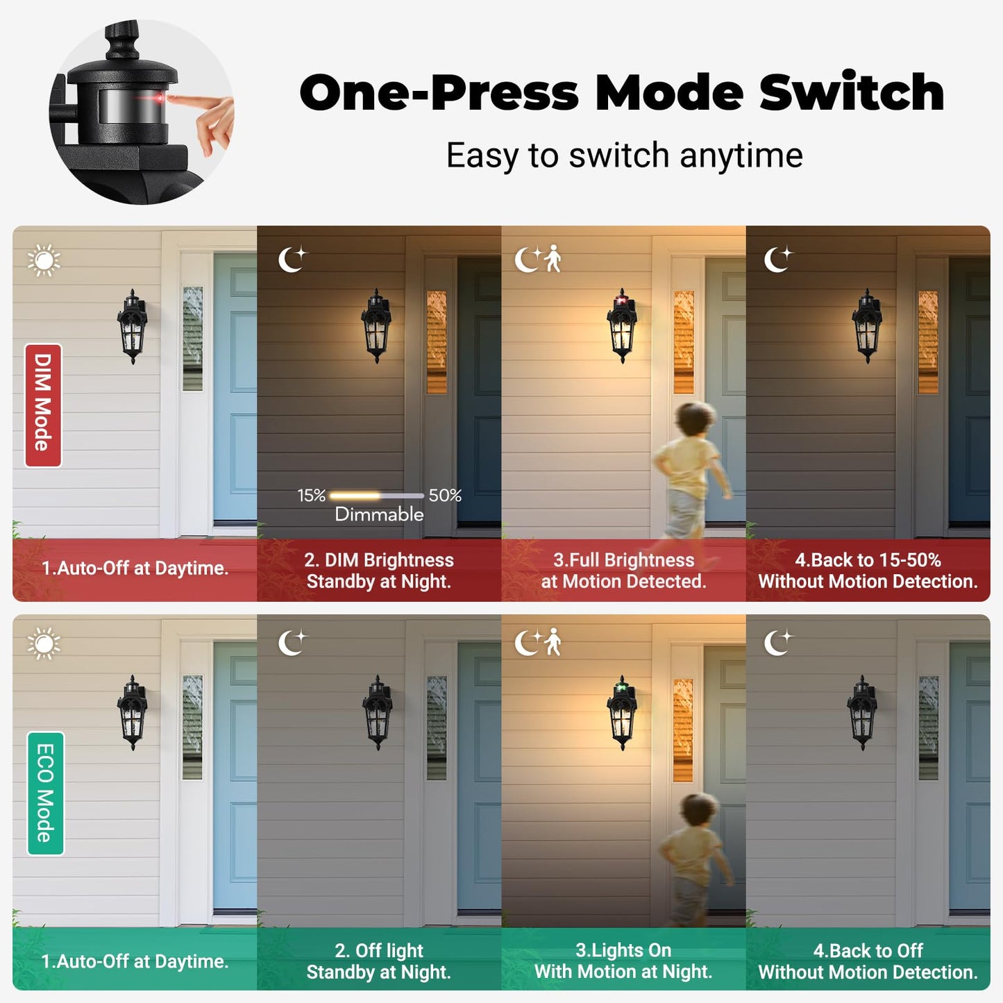 Opaxis Motion Sensor Outdoor Lights With Gfci Outlet  16.4 H Black Porch Light Outdoor  Dusk To Dawn Outside Lighting For House  Aluminum Anti-Rust Outside Light Fixtures Wall Mount For Garage Patio