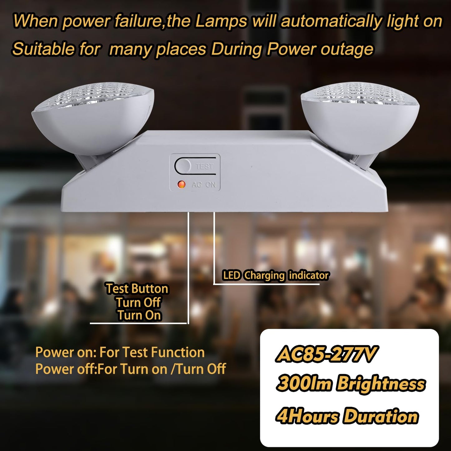 Apmeetlux Led Emergency Lights For Business Home Power Failure 4Hours 300Lm Automatic Battery Backup Rechargeable Emergency Exit Lighting Fixtures Hardwired  Ul 924 Ac85-277V