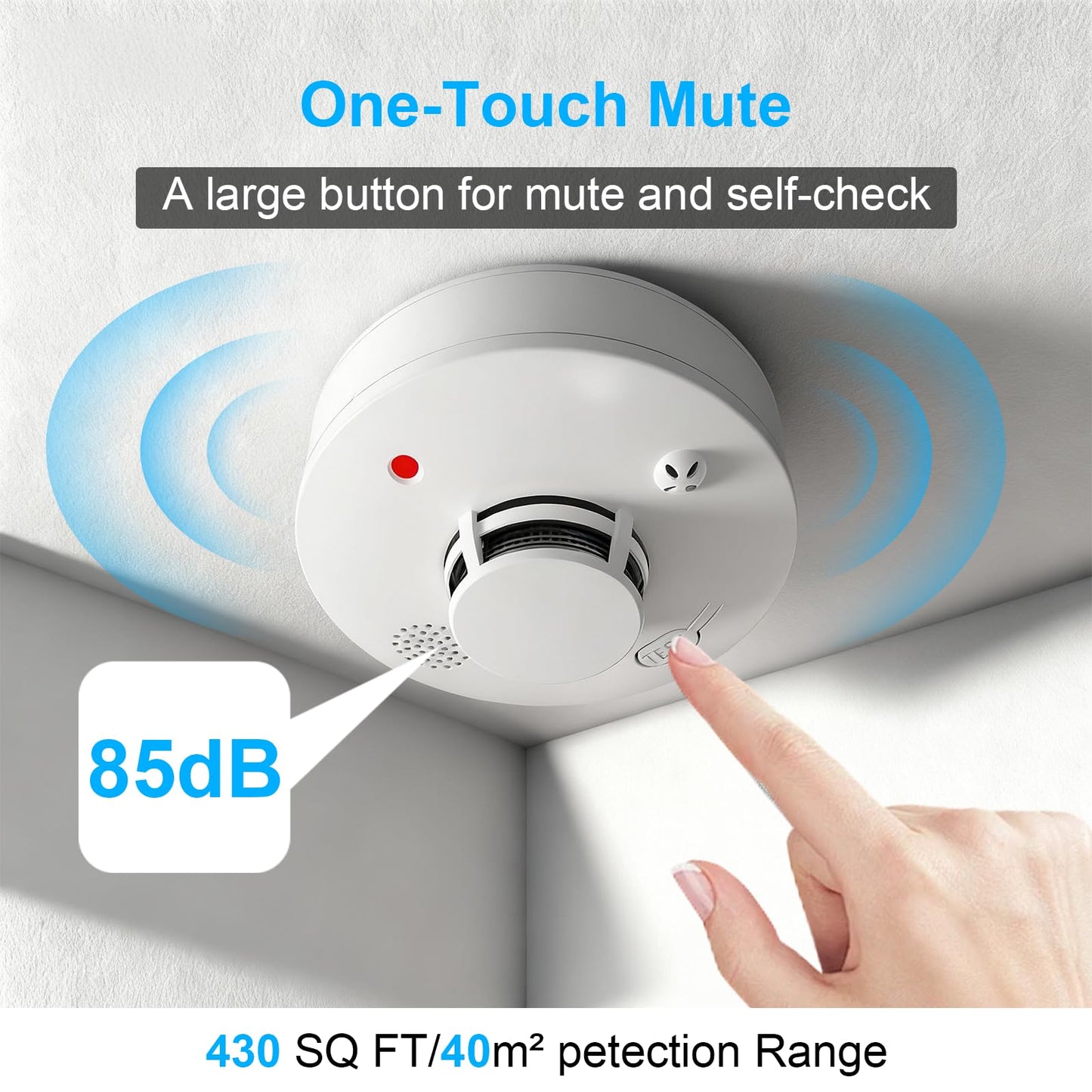 3 Pack Smoke Detector Photoelectric Smoke Alarm with Test/Mute Button, Replaceable AA Battery Battery Powered Fire Alarms for Home(Battery Not Included) S01D