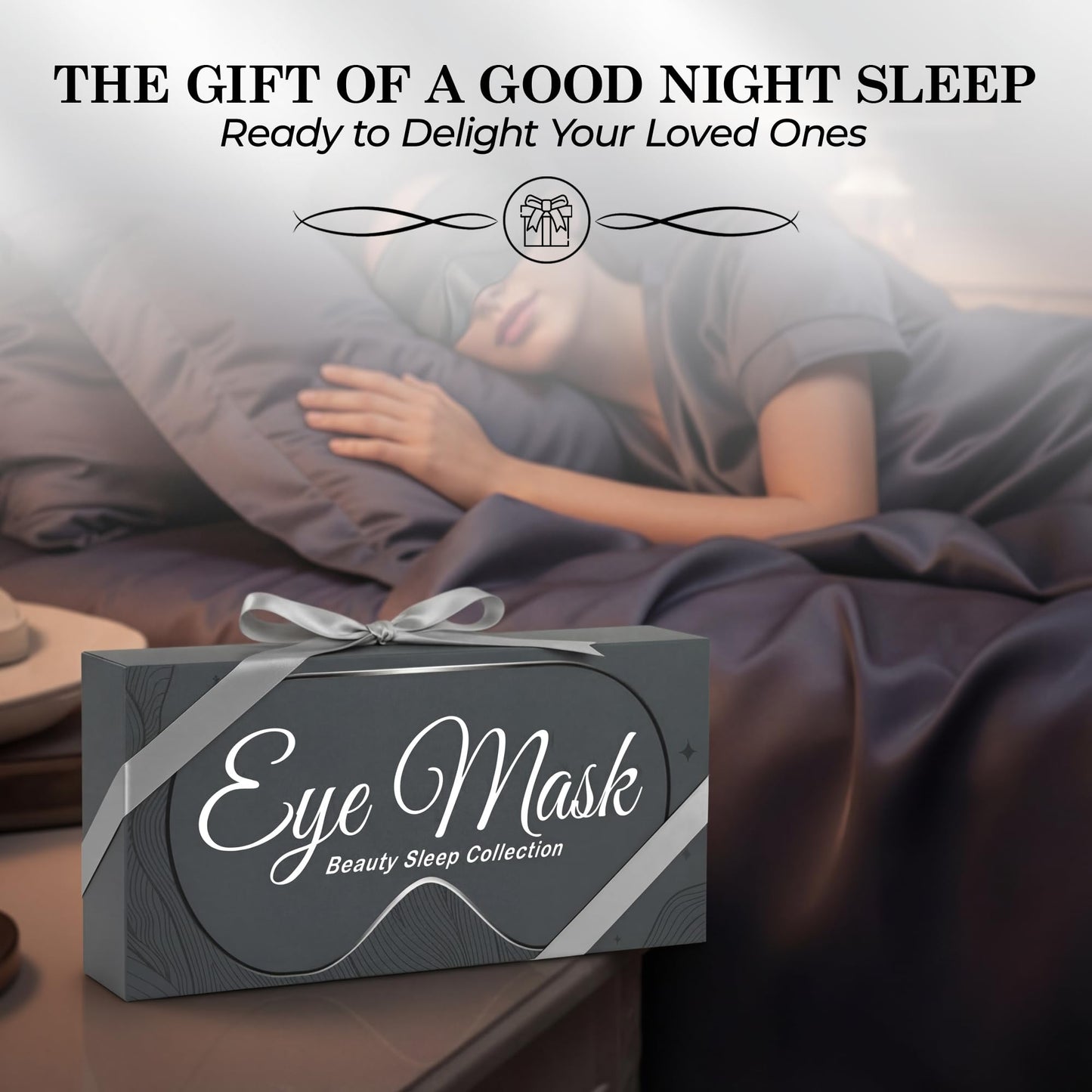 SLEEP SANCTUARY 100% Pure Mulberry Silk Sleep Mask - 22 Momme Light Blocking 3D Contour Silk Eye Mask for Sleeping - Secure Fit for Side Sleepers, Women & Men - Cloud Soft (Black)