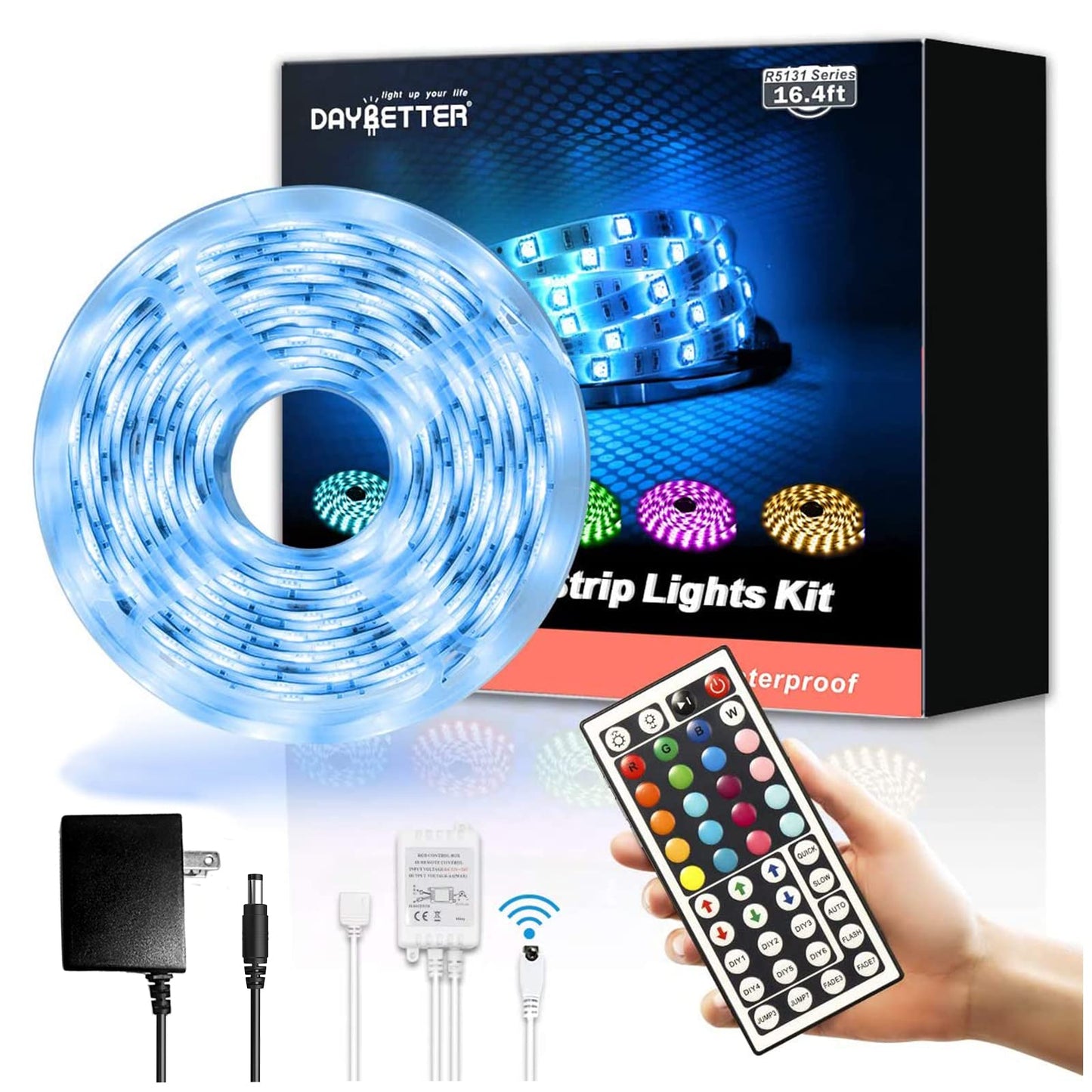 Daybetter Led Strip Lights 16.4Ft, Waterproof, Multicolor, Remote Controlled, Model Flsl-R5131-Rgb-Us