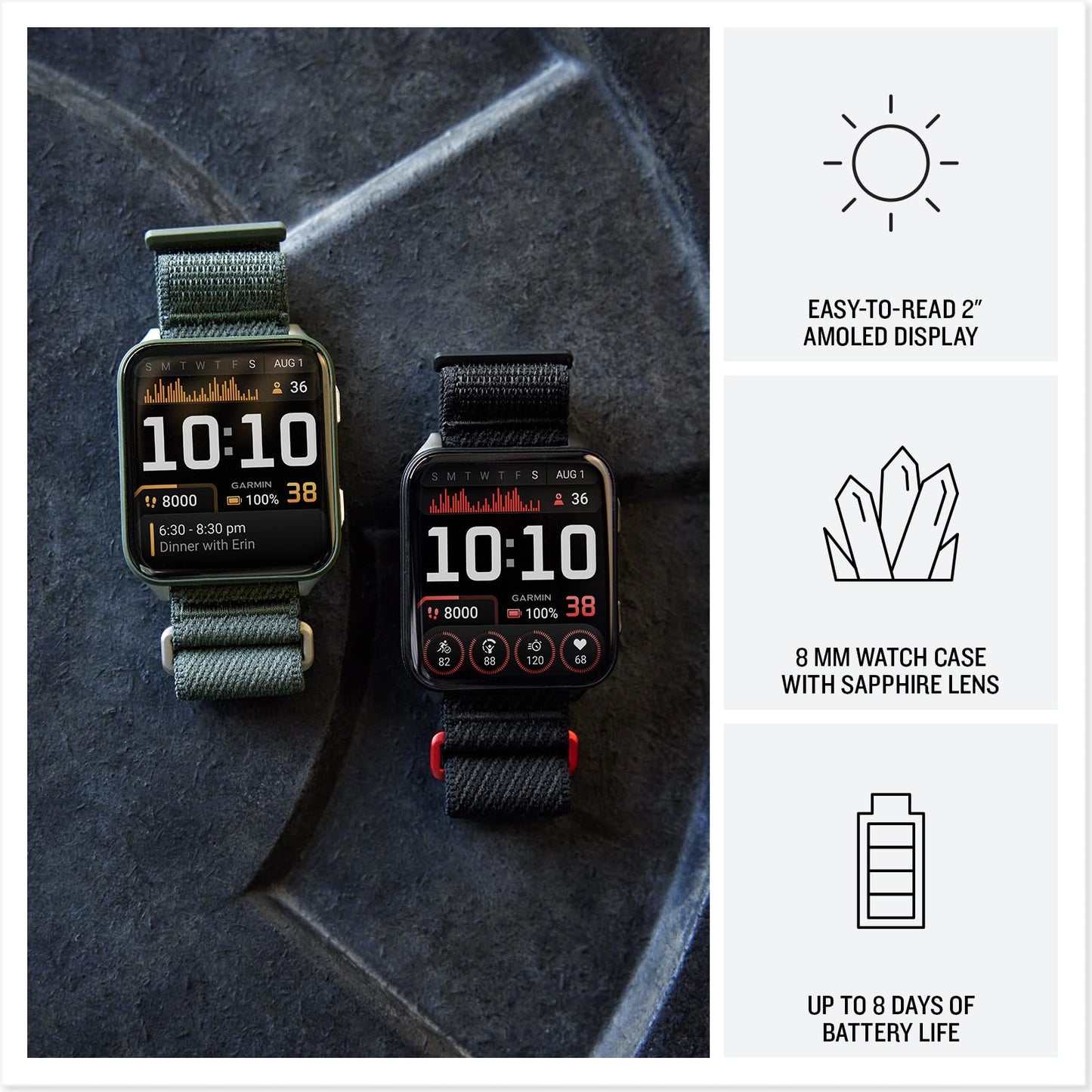 Playbetter Garmin Venu X1 (Moss/Titanium) Fitness Gps Smartwatch Bundle - 2 Thin & Lightweight Amoled Display, Advanced Health A