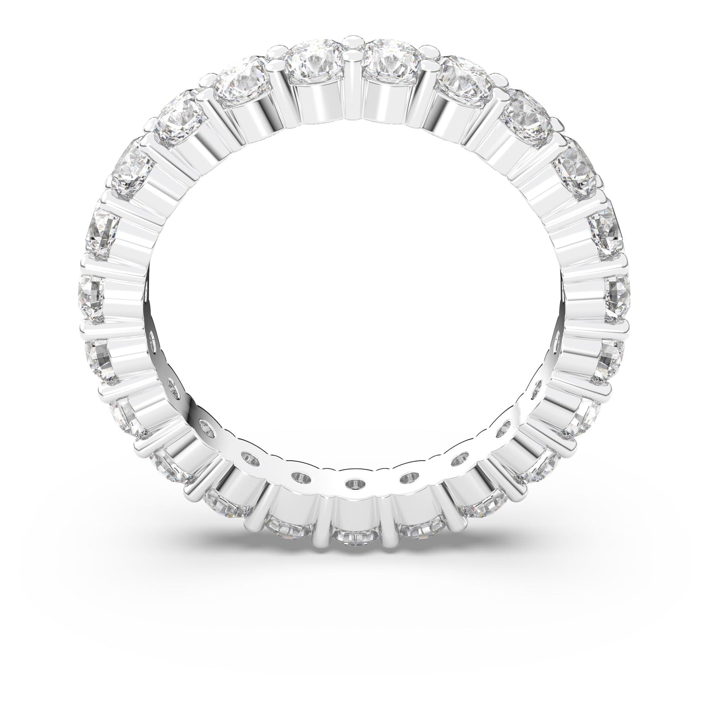 Swarovski Vittore XL Ring, Clear circle-cut Swarovski Crystals on a Rhodium Finish Setting, Size 5, Part of the Swarovski Vittor