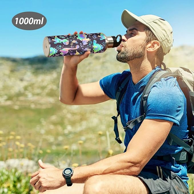 senya 20 Oz Water Bottle with Straw Rainbow Dinosaurs Stainless Steel Water Bottle for Traveling Sports Leakproof Insulated Water Bottle