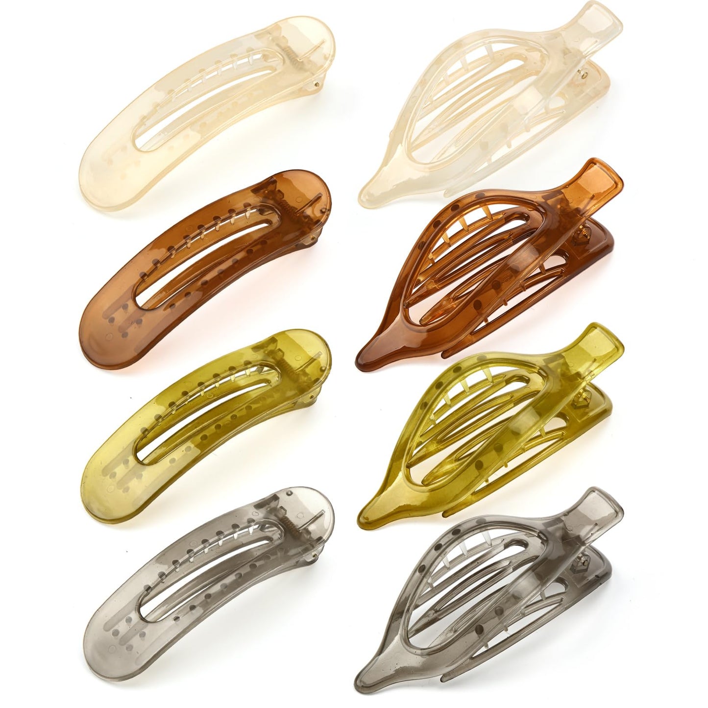 ProSuites 8 PCS Jelly Claw Clips, 2 Styles French Flat Hair Clips Jelly Claw Clips Strong Hold for Women Girls Thin Hair Summer