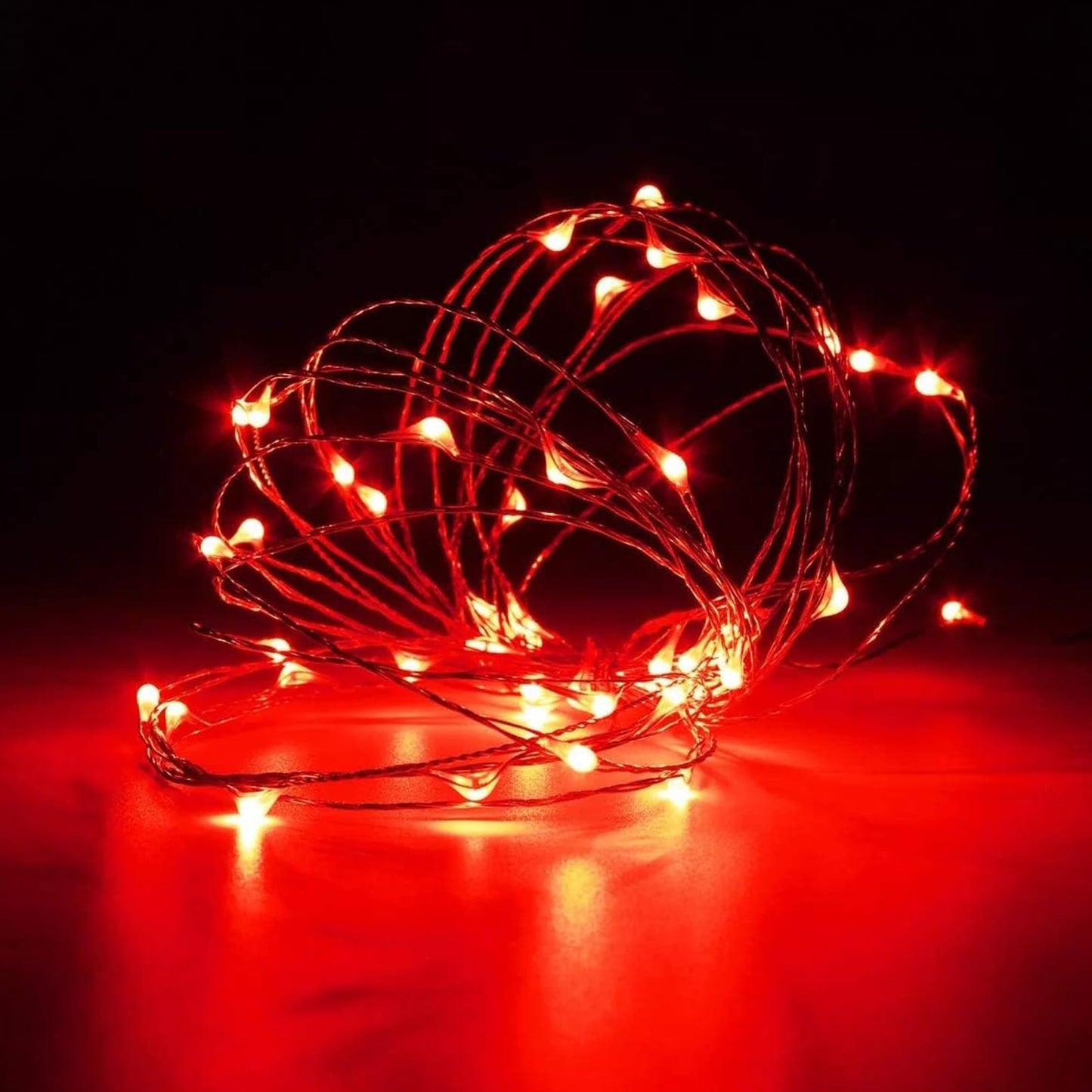 EXF 4-Pack Fairy Lights, 50 LED, Battery Operated, Waterproof, 16FT, Red, Model YHY-BO50LED