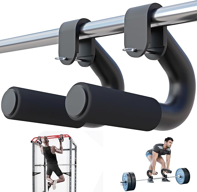 Neutral Grip Handles for Pull Up,1000 lbs Heavy Duty Steel Pull Up Handles,Ergonomic Portable Hooks for Barbell Row Deadli...