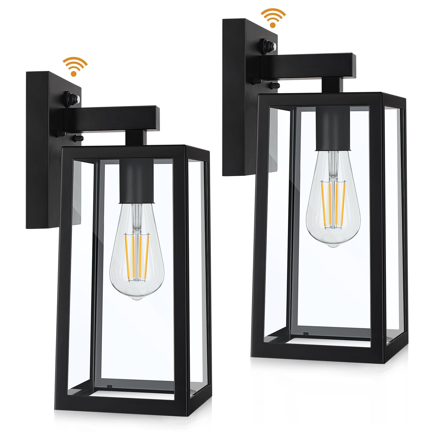SHINE HAI Outdoor Wall Lantern, Waterproof Sconce Fixture, E26 Base, Black, Model 2032T-LS, 2 Pack