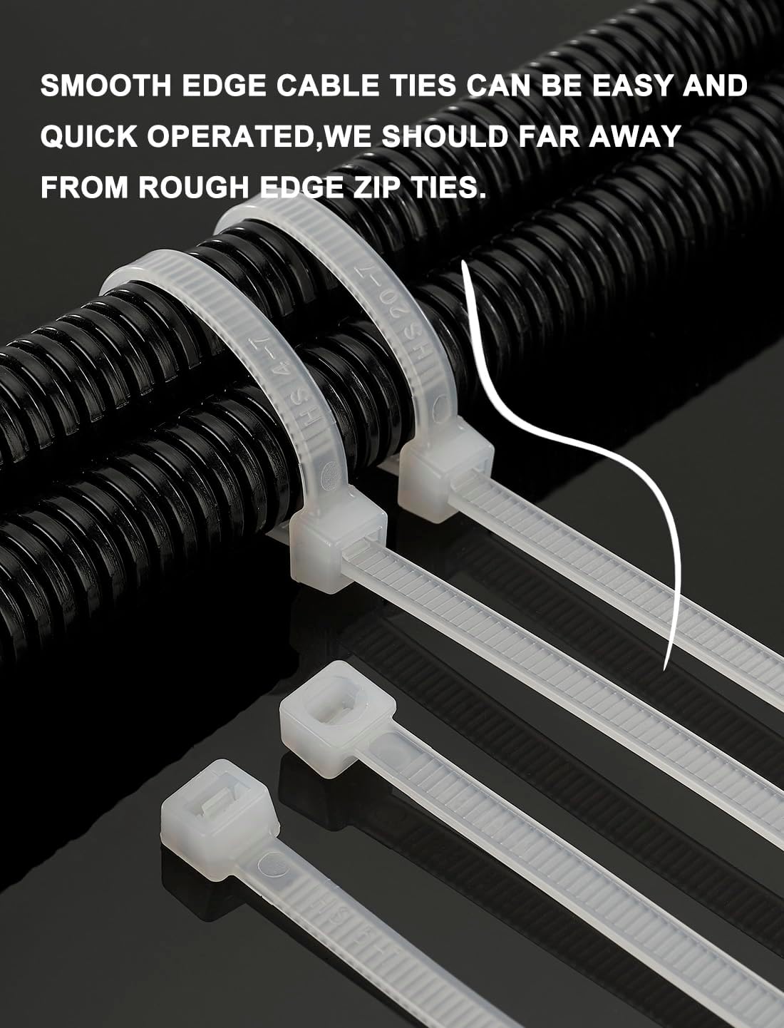 HS Clear Zip Ties 6 Inch Small (100 Pcs) 18 LBS Self Locking Zip Ties White Nylon Ties Thin,Strong and Durable