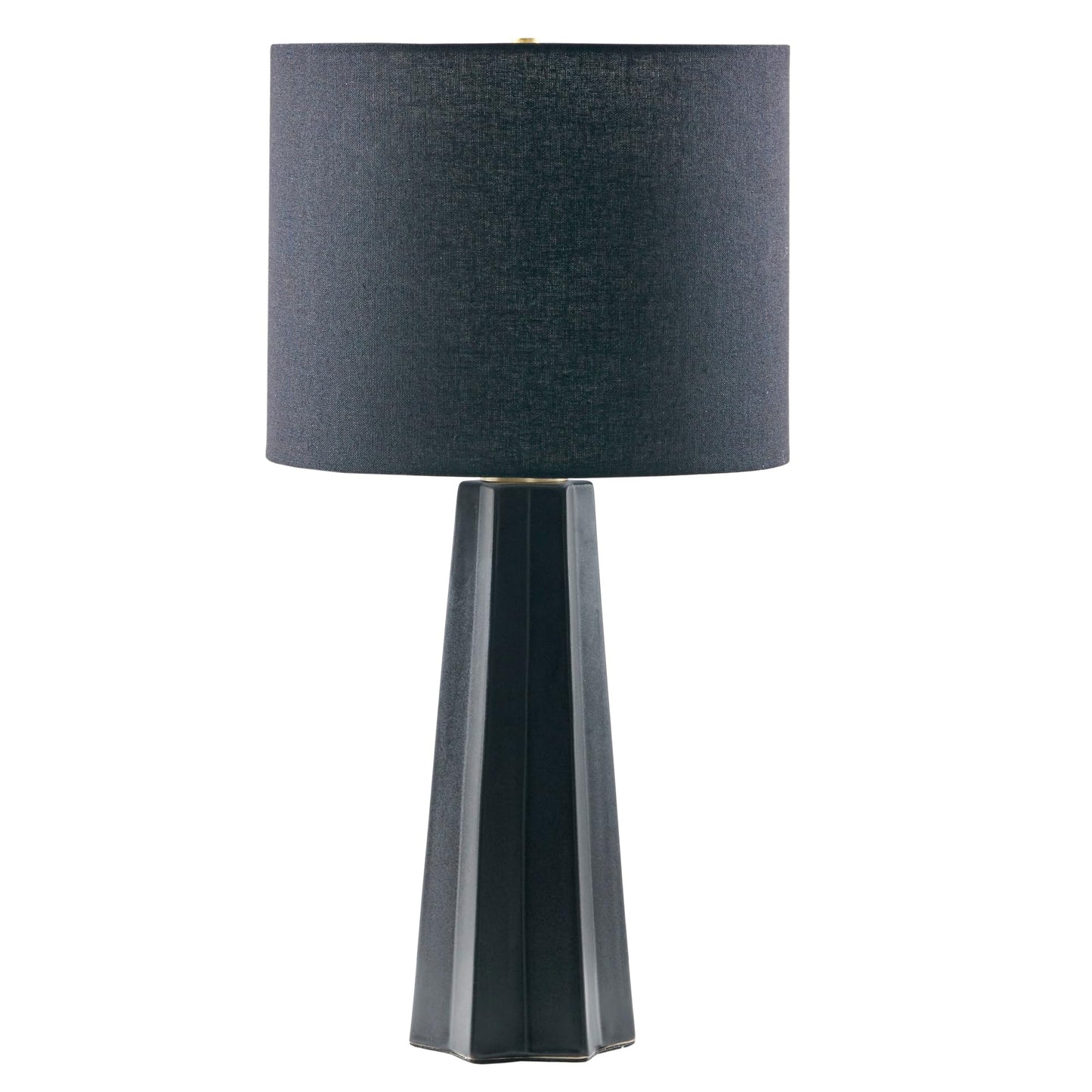 INK+IVY Table Lamp - Matte Black Ceramic, Linen Shade, 22inH, Geometric Design, Model MT153-0049
