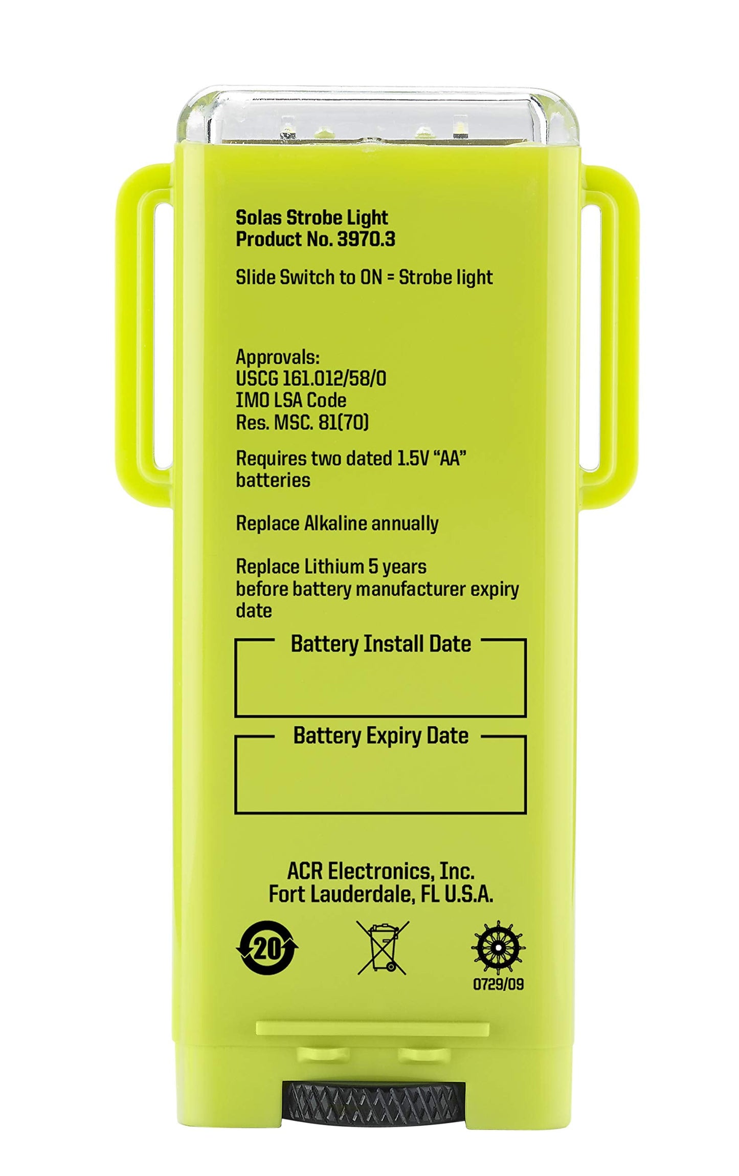 Acr Firefly Pro 3971.3 Water Activated Rescue Strobe Light, Yellow, One Size, Plastic