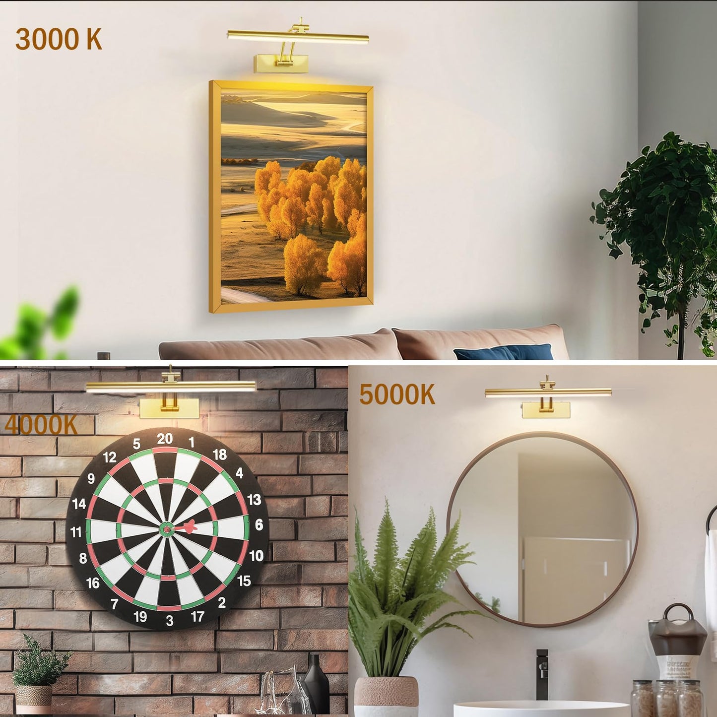 Yuichoy 2 Pack Picture Lights For Wall Battery Operated  12 Inch Wireless Art Lighting For discomfort-reducingting  6 Colors Picture Frame Lights With Remote  4200Mah Gallery Light  Gold