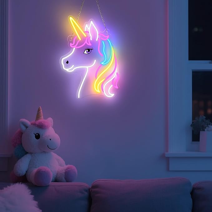 Unicorn Neon Sign, Unicorn Lamp Wall Decor, Dimmable Birthday Party Decorations for Home, Patio, Garden, Restaurants, Hotels, Stores, Clubs, Gift for Friends, Family and Kids