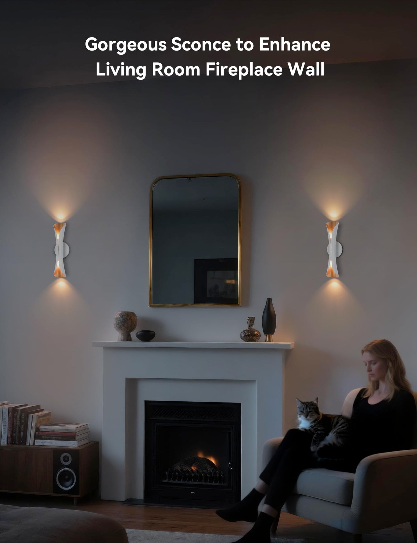 Tubicen Wall Sconce Up And Down Wall Light Indoor Dimmable E12 Home Theater Sconces Wall Lighting 15.7 H Sleek Modern Wall Lights For Living Room Bedroom Stairway Hardwired