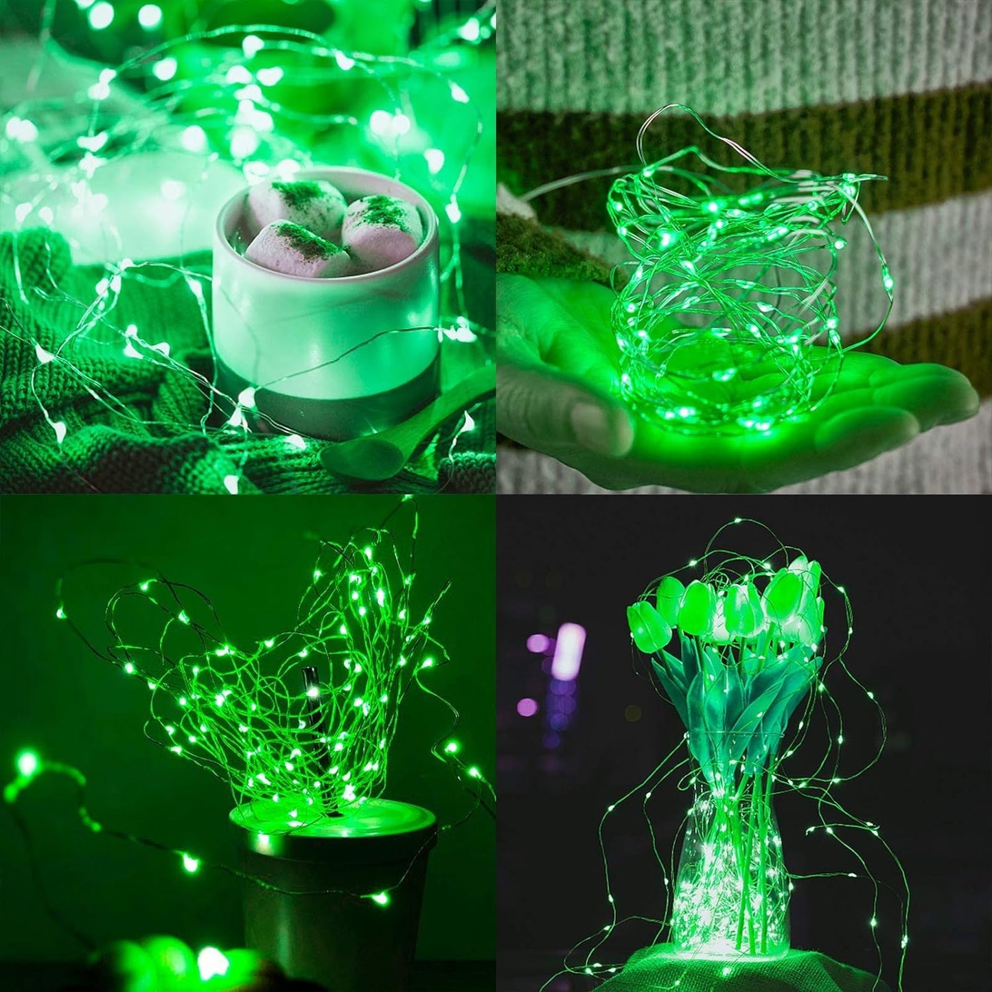 St.Patrick S Day Fairy String Lights  8.2Ft 50 Led Fairy Lights With Timer  8 Modes Battery Operated Fairy Lights  4 Pack Mini Led String Lights For Diy Wedding Bedroom Mason Jar Christmas Decoration