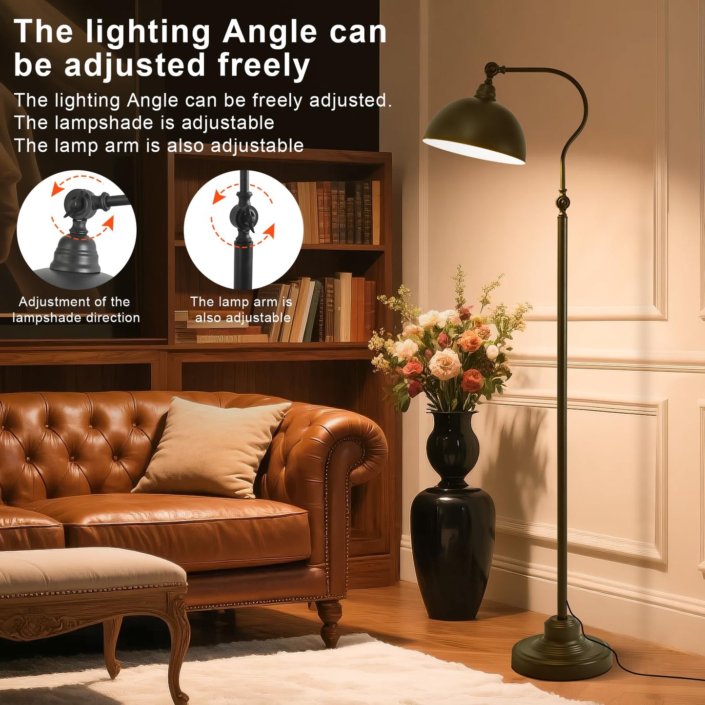 dujunlinghang Bright Reading Floor Lamp with Remote Control, Bluetooth Dimming, Iron, Black, Model MD-8801