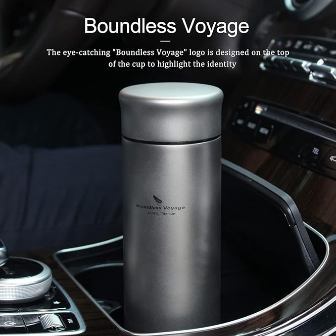 Boundless Voyage Titanium 300ml/450ml Vacuum Water Bottle with Tea Filter Double-Walled Lightweight Leak-Proof Sport Water Bottle for Travel Outdoor Office (10 fl oz)