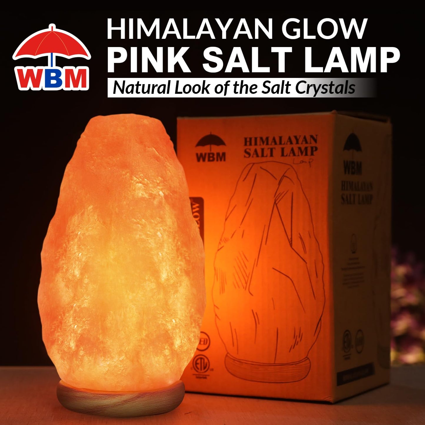 Himalayan Glow Usb Himalayan Salt Lamp - Touch Dimmer, Wooden Base, Led Bulb, 5-7Lbs, Salt Lamp