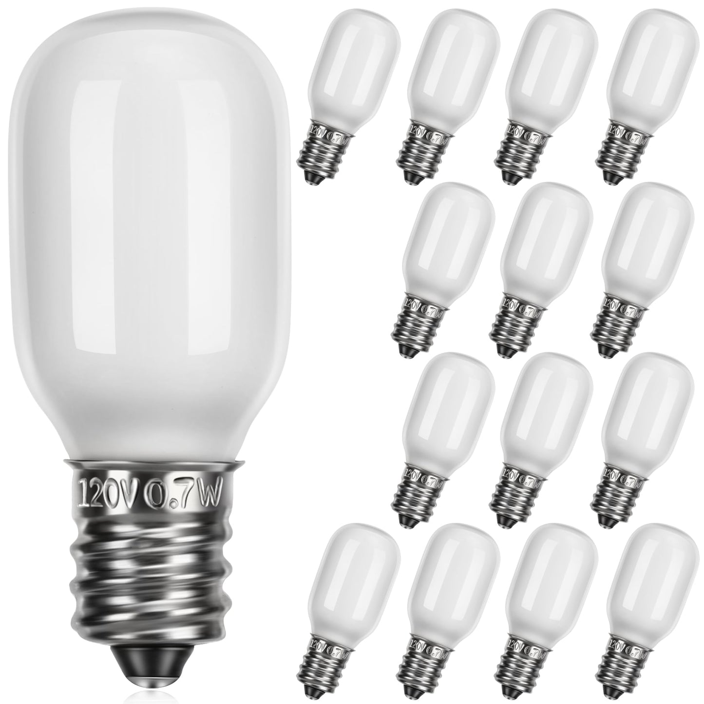 Meonum Christmas Village Replacement Light Bulbs  E12 Candelabra Base T20 Led Bulbs  0.7W 120V Replacement Light Accessories For Villages Houses  Christmas Tree  Halloween Pumpkin(15 Pieces)