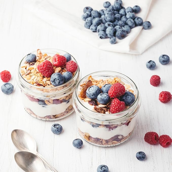 Overnight Oats Containers with Lids, 10oz Glass Jars with Lids 2 pcs, Milk White, Wide Mouth Mason jars for Salad, Yogurt, Snacks, Meal Prep