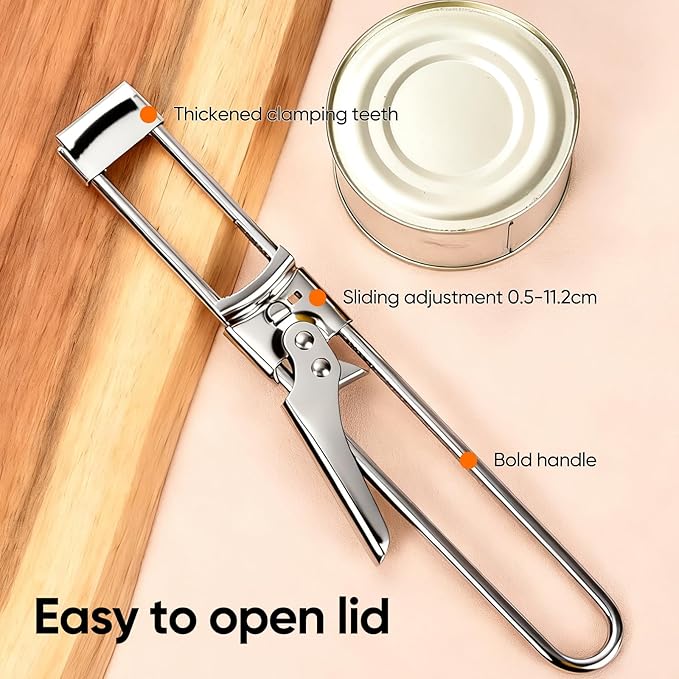 Jar Opener for Weak Hands, Adjustable Stainless Steel Lid Gripper, Effortless Multifunctional Bottle Opener for Seniors & Arthritis, Manual Jar Gripper Kitchen Accessories (1)