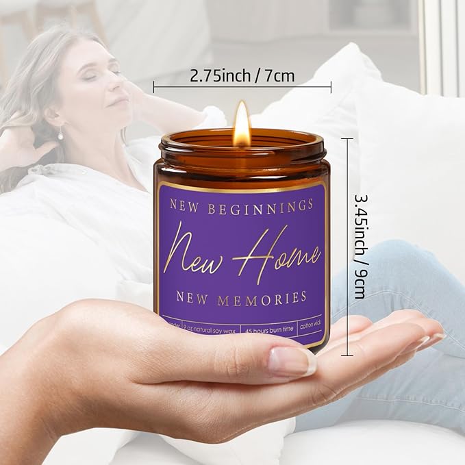 Housewarming Gifts,New Home Gift Ideas with Soy Candle,House Warming Gifts for New Apartment,Welcome Home Gift Idea for New Homeowner,Real Estate Closing Gifts,Moving Away Party Favors - Purple