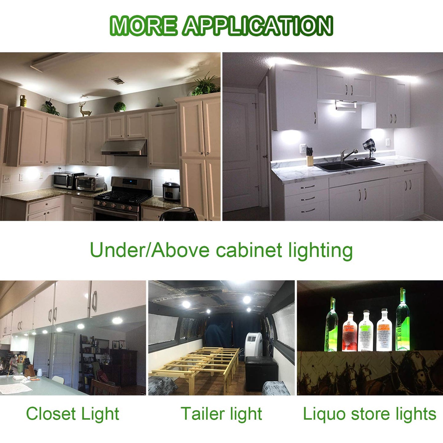 Aiboo Under Cabinet Led Black Cover Puck Lighting Kit With Touch Dimmer Switch For Kitchen Cupboard Closet Lighting (6 Lights Daylight White)