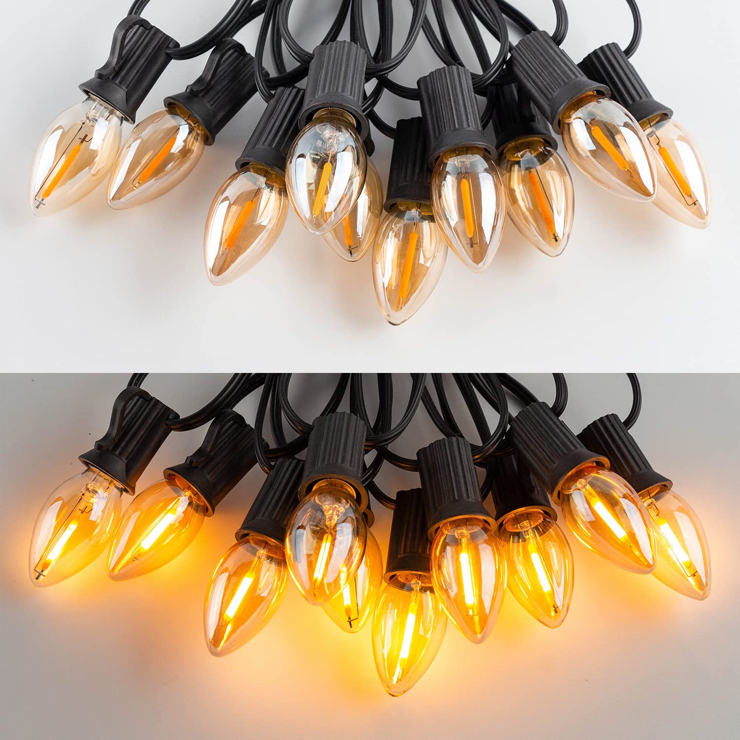 Sphoon LED Filament Bulb, E12 Candle Base, 0.5W, 25 Pack, Ultra Warm White 2200K, Amber Glass