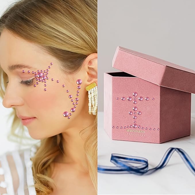 Rhinestone Stickers for Crafts Clear Crystal Tweezers Decals Face Gems Pearls for Makeup Stick on Body 3/4/5/6MM Hair Nails Craft DIY Gems for Nails Makeup Decor Pink 975PCS