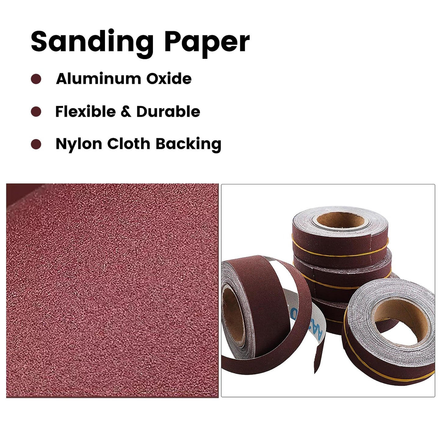 Emery Cloth Roll,4 Grits 1'' x 26FT Abrasive Sandpaper Roll with Dispenser,150 240 320 400 Grit Sand Assortment,Sanding Paper & Sand Paper Sheets for Metal Auto Wood Dry & Wet Polishing.(4Rolls 26FT)