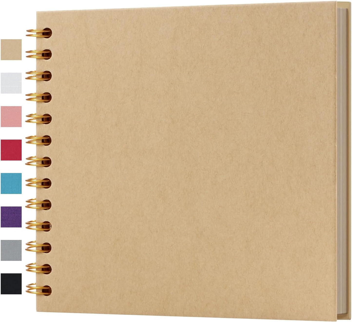 potricher 7 x 7 Inch DIY Scrapbook Album 40 Pages Hardcover Kraft Paper Scrap Book Photo Albums Memory Book for Wedding and Anniversary Family (Yellow, 7 Inch)