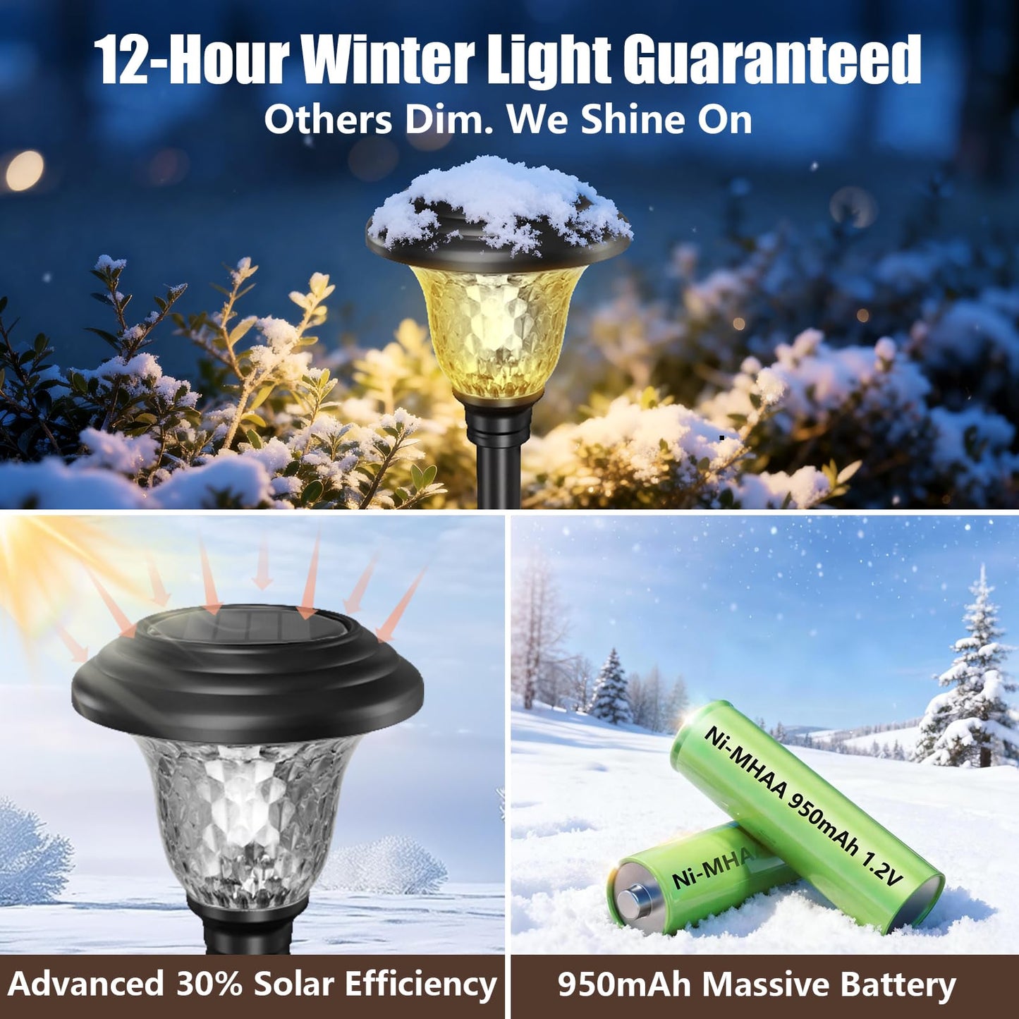 Beau Jardin 8 Pack Solar Pathway Lights Stainless Steel Outdoor Solar Powered Light Waterproof Glass High Lumen for Garden Landscape Path Yard Walkway Patio Driveway Outside White Color Changing Black