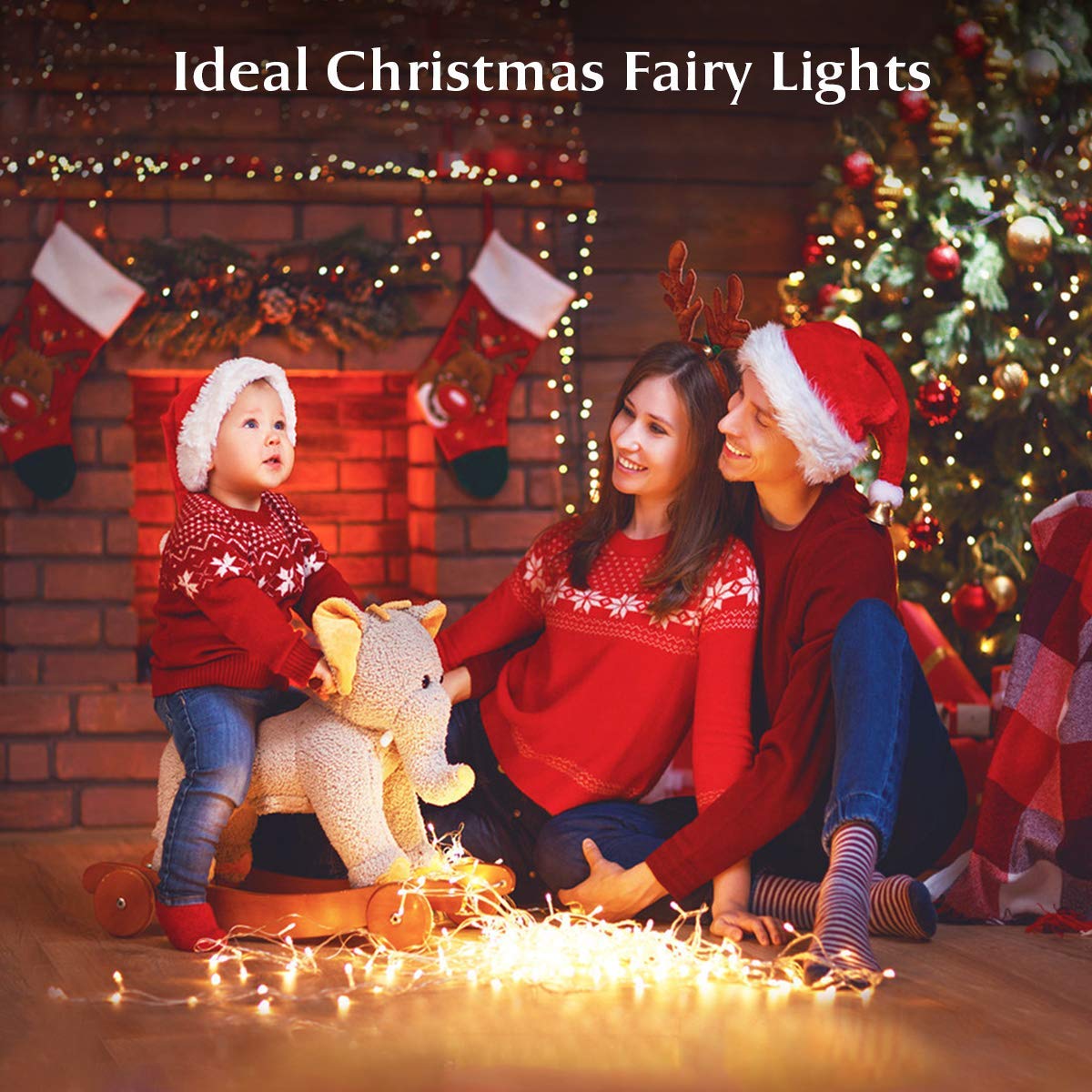 MUMUXI Fairy Lights String Lights, 33 Ft, 100 LED, Battery Operated, Waterproof, Warm White, Set of 4