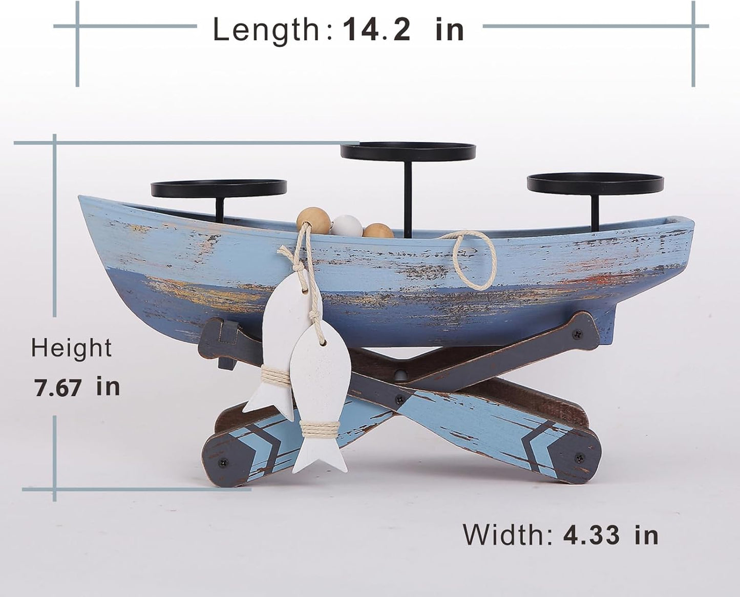 Nautical Candle Holder for Beach House Table & Lake House - Ocean Themed Farmhouse Boat Candlestick Holders, Marine Beach Style Handmade Coastal Accent, Housewarming Gifts