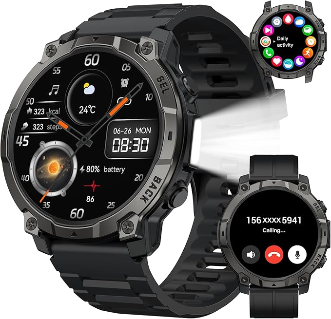 Smart Watch for Men Fitness Tracker: Military Make Answer Call LED Digital Mens Watches Waterproof Smartwatch Android Phon...