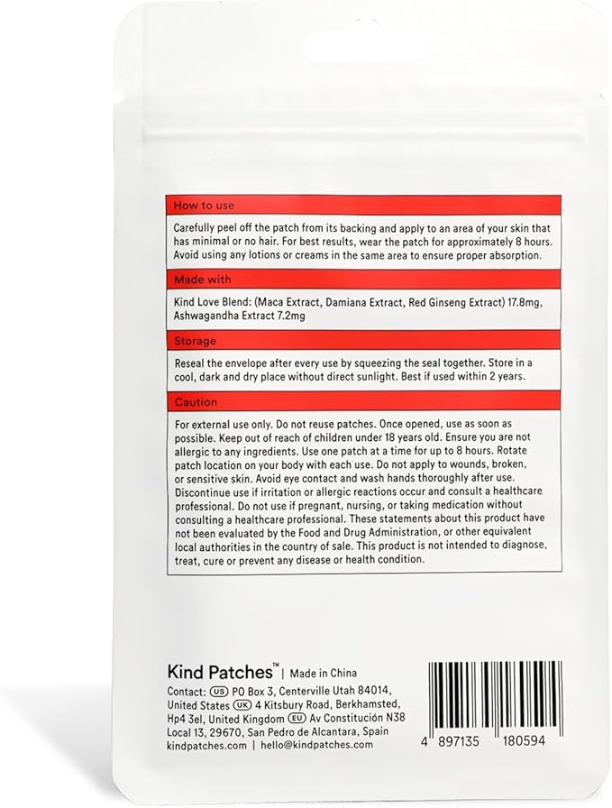 Love Patches - Natural Libido Booster for Women and Men - Ashwagandha and Red Ginseng to Enhance Intimate Wellness and Energy - 30 Count
