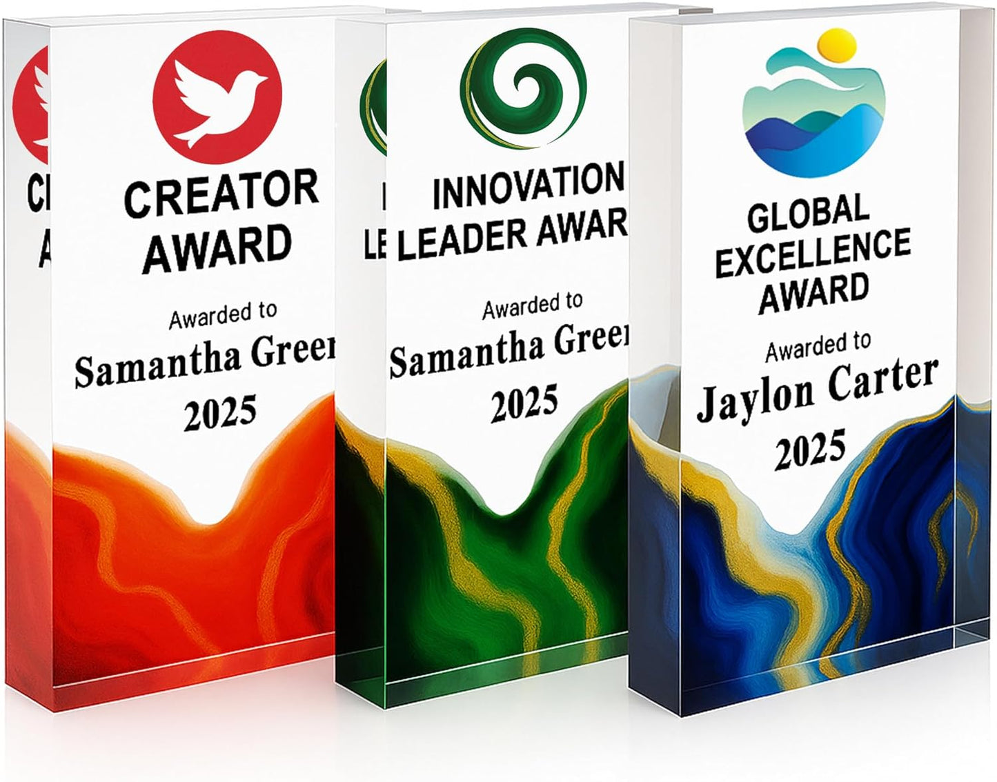 Tina&Co Personalized Corporate Trophy - Customizable Acrylic & Glass Award, for Company Anniversary, Employee Appreciation, Awards Ceremony with Logo 8"x2.5"x0.8"