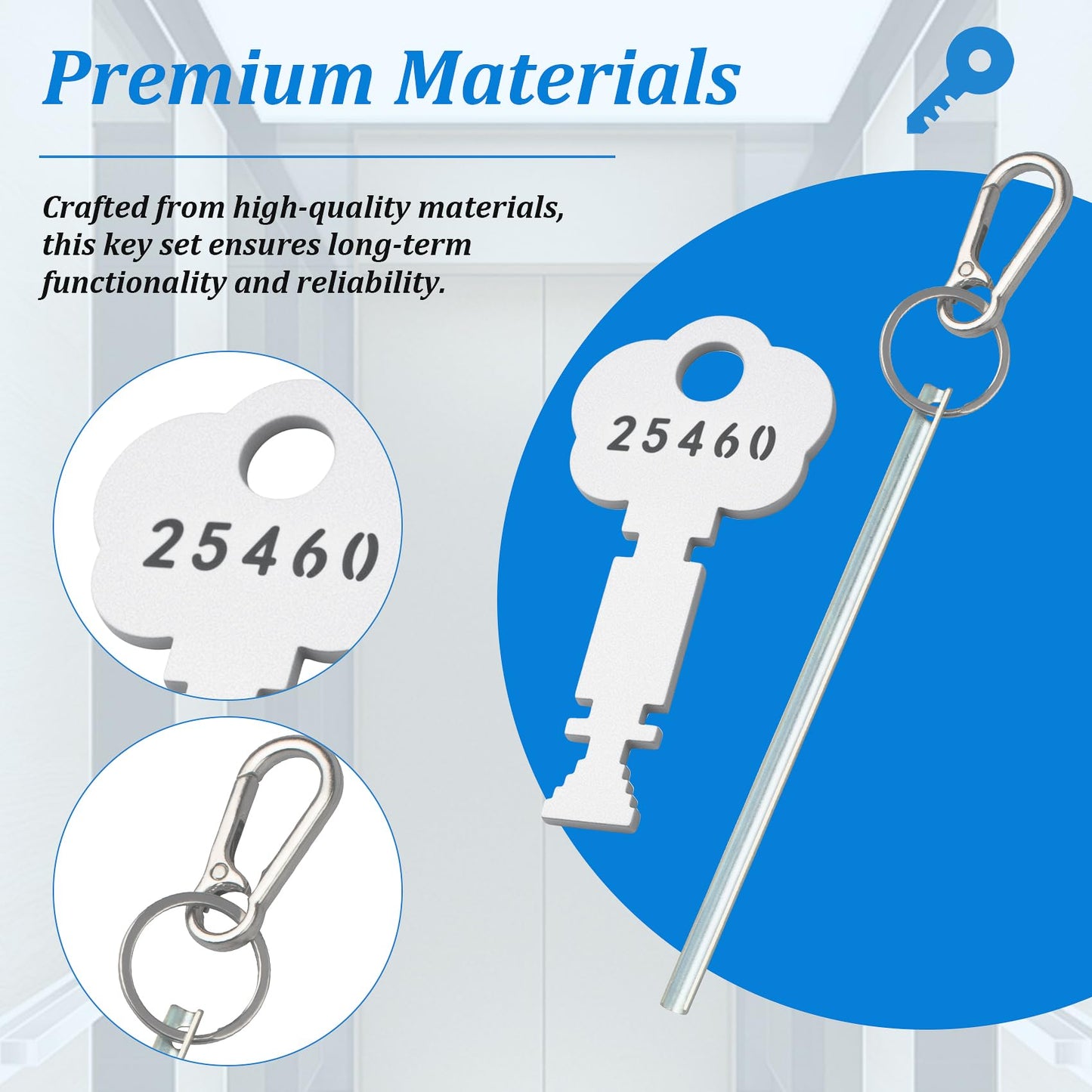 Half Moon Elevator Door Key + 25460 Fire Alarm Keys Set, Rapid Rescue and Maintenance Kit, Fire Rescue and Emergency Entry Keys, Firefighter Tools, Silver, Portable and Durable, 1-Pack