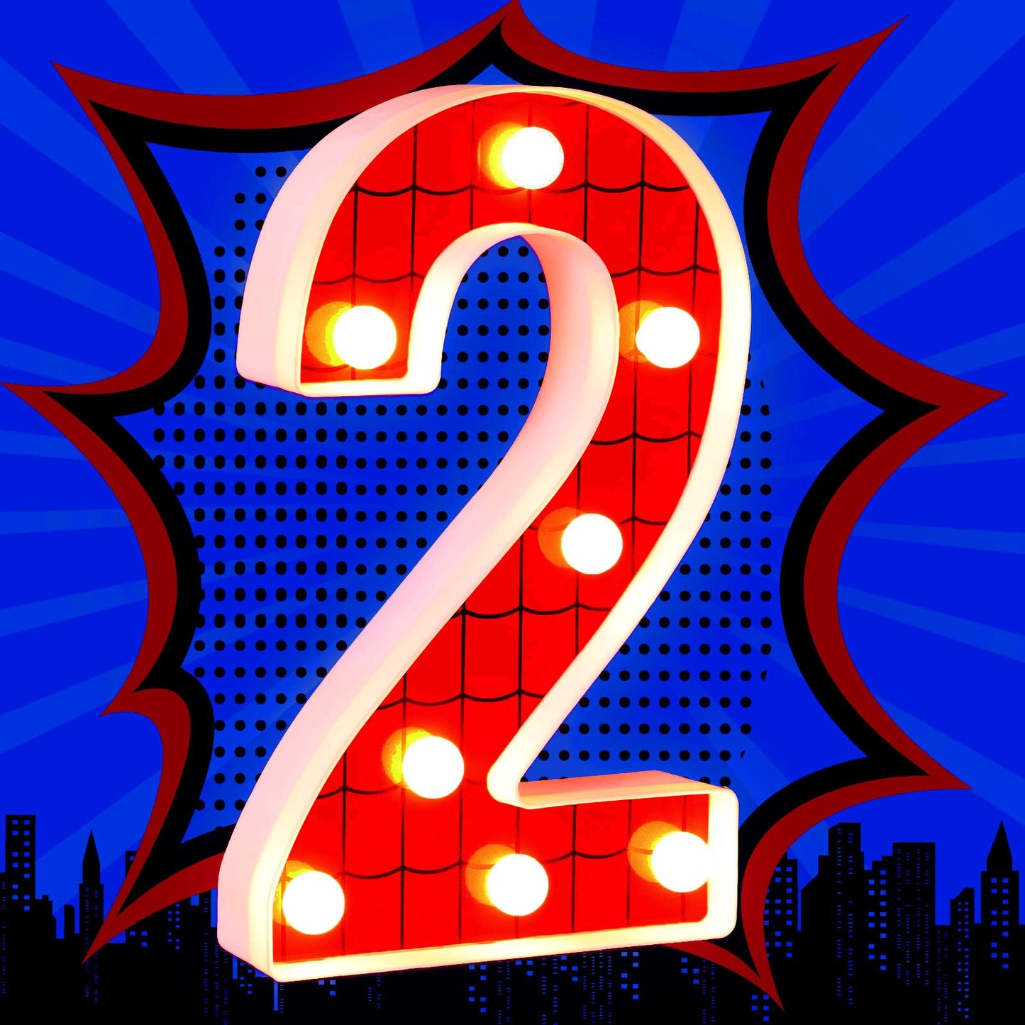 Vihose Spider Led Number Lights Spider Birthday Party Decoration Light Up Numbers Kids Boy Man Birthday Supplies For Marquee Night Christmas Gift Baby Shower(Number 2)