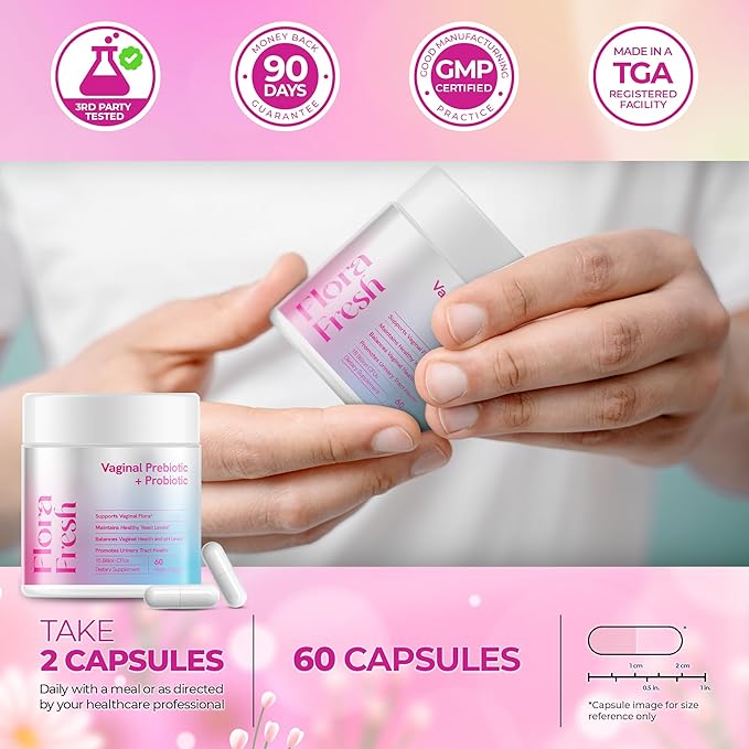 Vaginal Probiotics for Women Vaginigal Health, Prebiotic + Probiotic, 15 Billion CFUs, 60 Capsules - Clinically Tested for UTI Prevention, pH Balance & Vaginal Flora Wellness